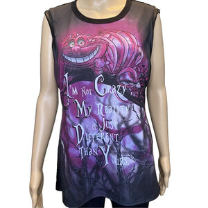 Disney's Alice in Wonderland Cheshire Cat Graphic Tank Top Size Large